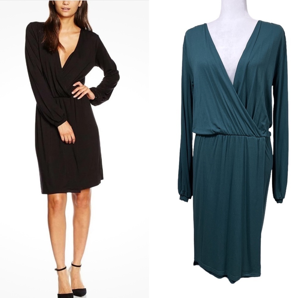 Anthropologie ICHI Dafne Long Sleeve Crossover Faux Wrap Dress